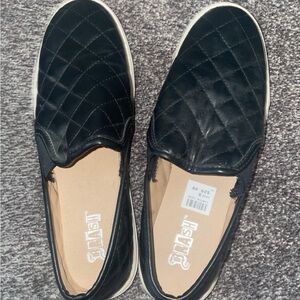 Black Quilted Slip-On Sneakers